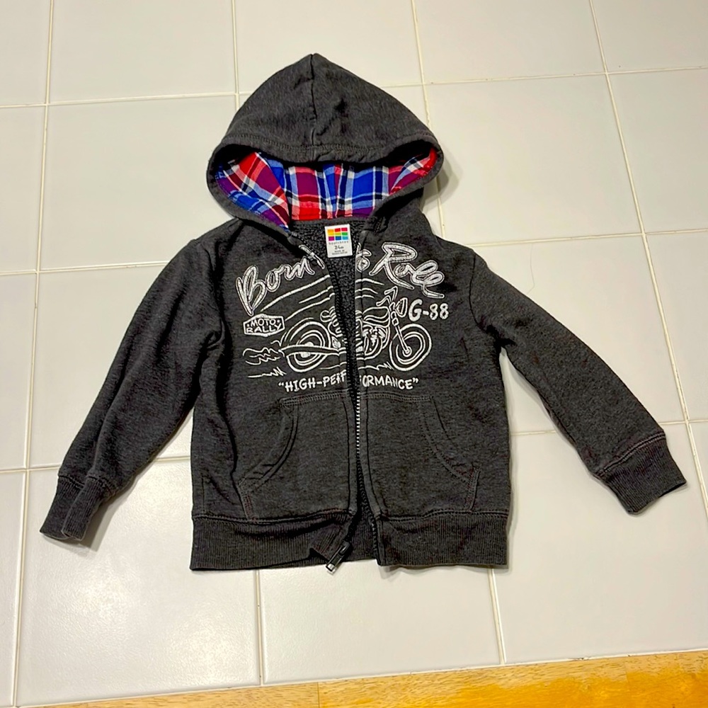 Born to roll, 24 month motorcycle hoodie, plaid hood